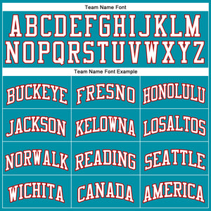 Custom Teal White Pinstripe White-Red Authentic Basketball Jersey