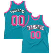 Load image into Gallery viewer, Custom Teal Pink-Black Authentic Throwback Basketball Jersey
