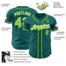 Load image into Gallery viewer, Custom Teal Neon Green-White Authentic Baseball Jersey
