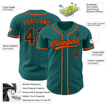 Load image into Gallery viewer, Custom Teal Black Pinstripe Orange Authentic Baseball Jersey
