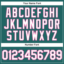 Load image into Gallery viewer, Custom Teal White Pinstripe Pink Authentic Baseball Jersey
