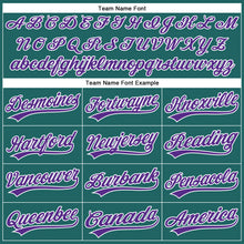 Load image into Gallery viewer, Custom Teal White Pinstripe Purple Authentic Baseball Jersey
