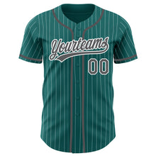 Load image into Gallery viewer, Custom Teal White Pinstripe Steel Gray Authentic Baseball Jersey

