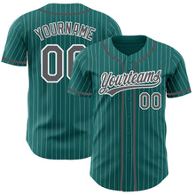 Load image into Gallery viewer, Custom Teal White Pinstripe Steel Gray Authentic Baseball Jersey
