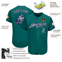 Load image into Gallery viewer, Custom Teal Gray-Navy Authentic Baseball Jersey
