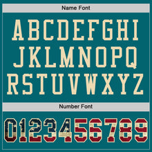 Load image into Gallery viewer, Custom Teal Vintage USA Flag-City Cream Mesh Authentic Football Jersey
