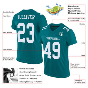 Custom Teal White Mesh Authentic Football Jersey