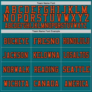Custom Teal Orange-Black Mesh Authentic Football Jersey