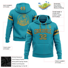 Load image into Gallery viewer, Custom Stitched Teal Old Gold-Black Football Pullover Sweatshirt Hoodie
