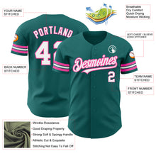 Load image into Gallery viewer, Custom Teal White-Pink Authentic Baseball Jersey
