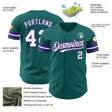 Load image into Gallery viewer, Custom Teal White-Purple Authentic Baseball Jersey
