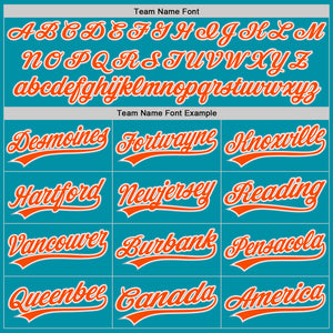 Custom Teal Orange-Gray Authentic Throwback Baseball Jersey