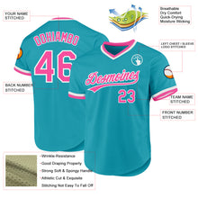 Load image into Gallery viewer, Custom Teal Pink-White Authentic Throwback Baseball Jersey
