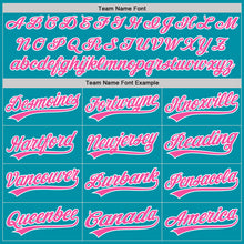 Load image into Gallery viewer, Custom Teal Pink-White Authentic Throwback Baseball Jersey
