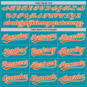 Custom Teal Orange-White Authentic Throwback Baseball Jersey