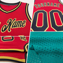 Load image into Gallery viewer, Custom Teal White-Gold Authentic Throwback Basketball Jersey
