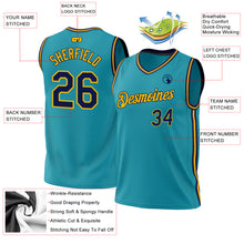 Load image into Gallery viewer, Custom Teal Navy-Gold Authentic Throwback Basketball Jersey
