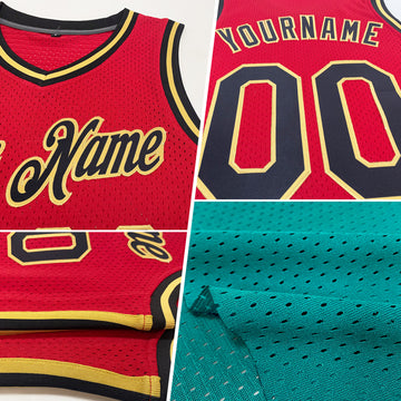 Custom Teal Orange-Black Authentic Throwback Basketball Jersey