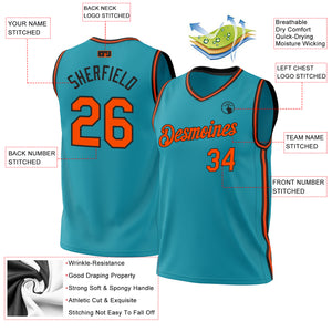 Custom Teal Orange-Black Authentic Throwback Basketball Jersey