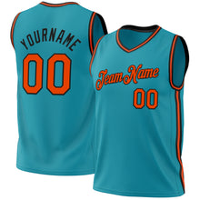 Load image into Gallery viewer, Custom Teal Orange-Black Authentic Throwback Basketball Jersey
