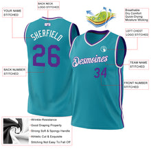 Load image into Gallery viewer, Custom Teal Purple-White Authentic Throwback Basketball Jersey
