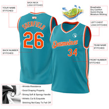 Load image into Gallery viewer, Custom Teal Orange-White Authentic Throwback Basketball Jersey
