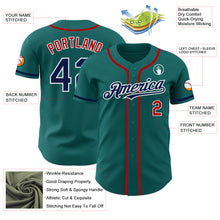 Load image into Gallery viewer, Custom Teal Navy-Red Authentic Baseball Jersey

