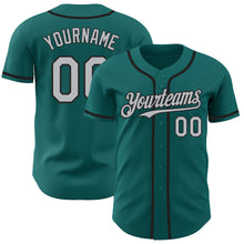 Load image into Gallery viewer, Custom Teal Gray-Black Authentic Baseball Jersey
