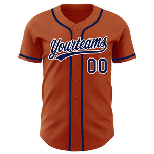 Custom Texas Orange Navy-White Authentic Baseball Jersey