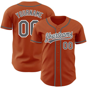 Custom Texas Orange Steel Gray-White Authentic Baseball Jersey