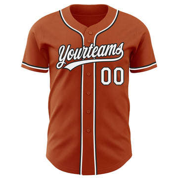 Custom Texas Orange White-Black Authentic Baseball Jersey
