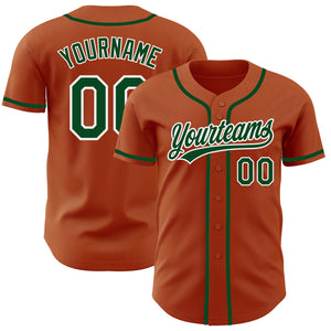 Custom Texas Orange Green-White Authentic Baseball Jersey