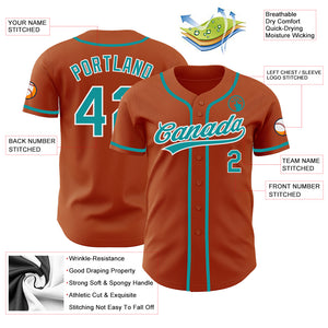 Custom Texas Orange Teal-White Authentic Baseball Jersey