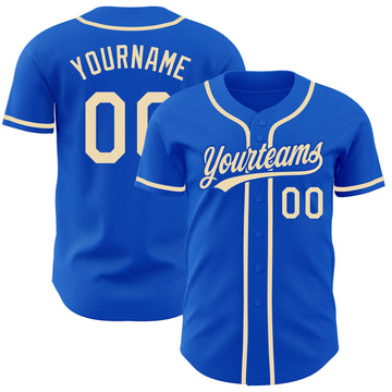 Custom Thunder Blue City Cream Authentic Baseball Jersey