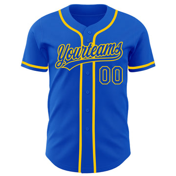 Custom Thunder Blue Yellow Authentic Baseball Jersey