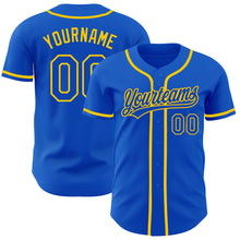 Load image into Gallery viewer, Custom Thunder Blue Yellow Authentic Baseball Jersey
