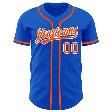 Custom Thunder Blue Orange-White Authentic Baseball Jersey