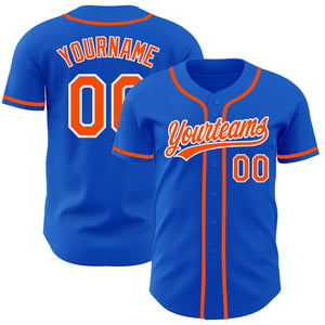 Custom Thunder Blue Orange-White Authentic Baseball Jersey