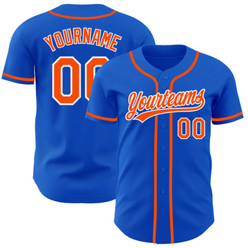 Custom Thunder Blue Orange-White Authentic Baseball Jersey