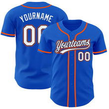 Load image into Gallery viewer, Custom Thunder Blue White Navy-Orange Authentic Baseball Jersey
