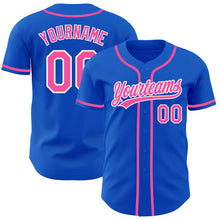 Load image into Gallery viewer, Custom Thunder Blue Pink-White Authentic Baseball Jersey
