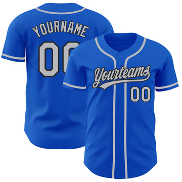 Custom Thunder Blue Gray-Black Authentic Baseball Jersey