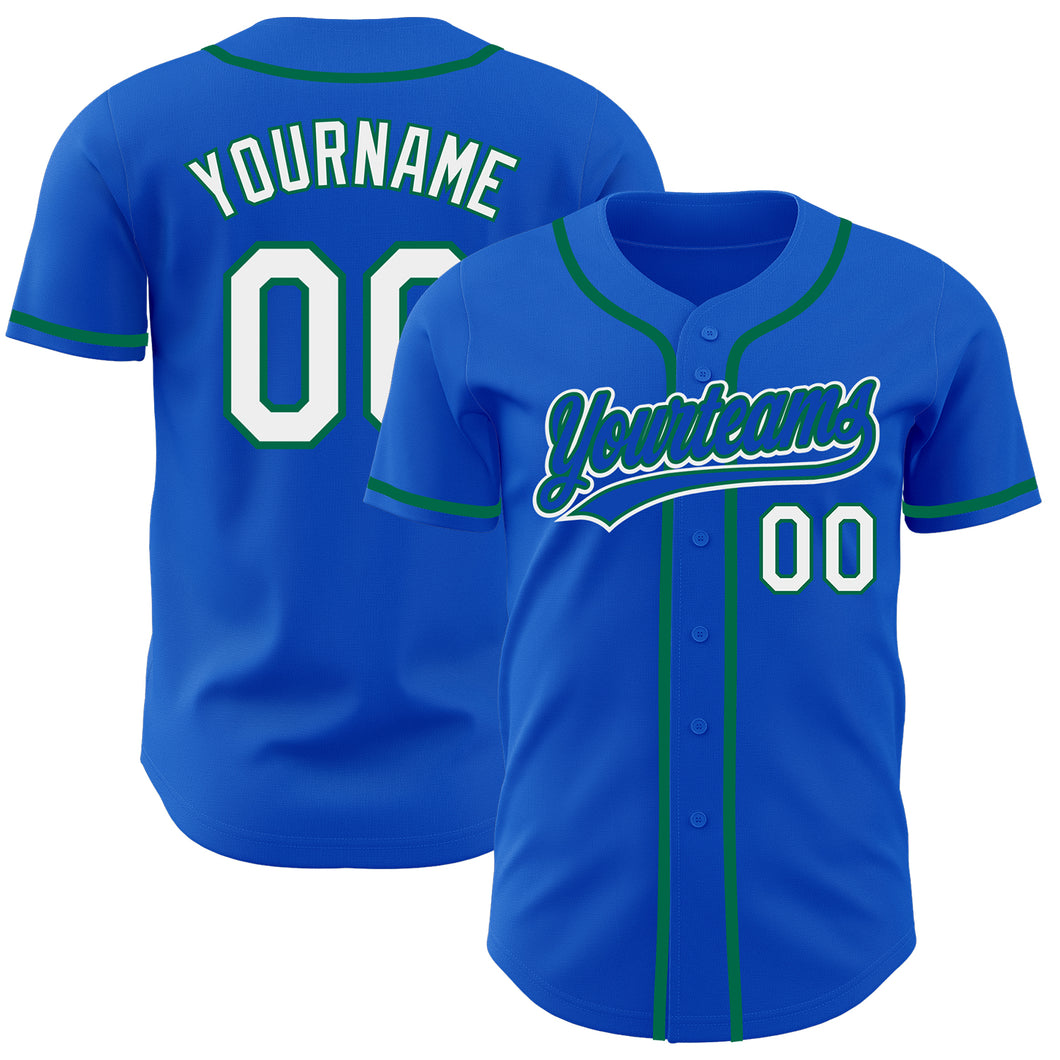 Custom Thunder Blue White-Kelly Green Authentic Baseball Jersey