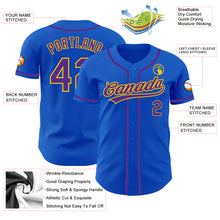 Load image into Gallery viewer, Custom Thunder Blue Purple-Yellow Authentic Baseball Jersey
