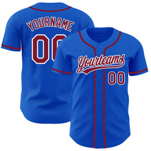 Load image into Gallery viewer, Custom Thunder Blue Crimson-White Authentic Baseball Jersey

