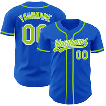Load image into Gallery viewer, Custom Thunder Blue Neon Green-White Authentic Baseball Jersey
