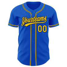 Load image into Gallery viewer, Custom Thunder Blue Yellow-Black Authentic Baseball Jersey
