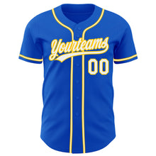 Load image into Gallery viewer, Custom Thunder Blue White-Yellow Authentic Baseball Jersey
