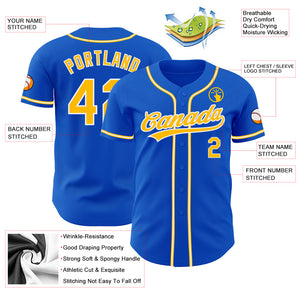 Custom Thunder Blue Gold-White Authentic Baseball Jersey