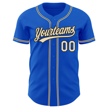 Custom Thunder Blue City Cream-Black Authentic Baseball Jersey